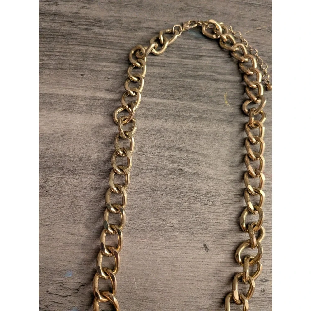 Mens Gold Tone Lion Head Pendant Curb Chain Statement Necklace Adjustable